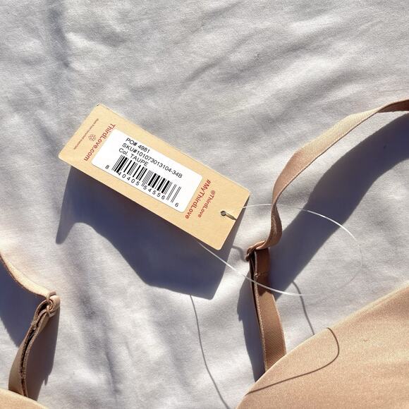 Third Love Zero Edge Wireless Push Up Bra 34B Taupe Beige - Picture 2 of 4